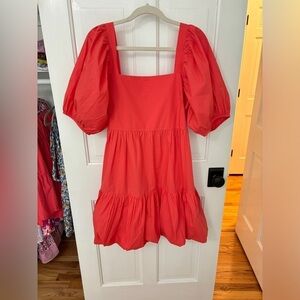 NWT Oliphant Bubble Mini Dress Coral Large Cotton